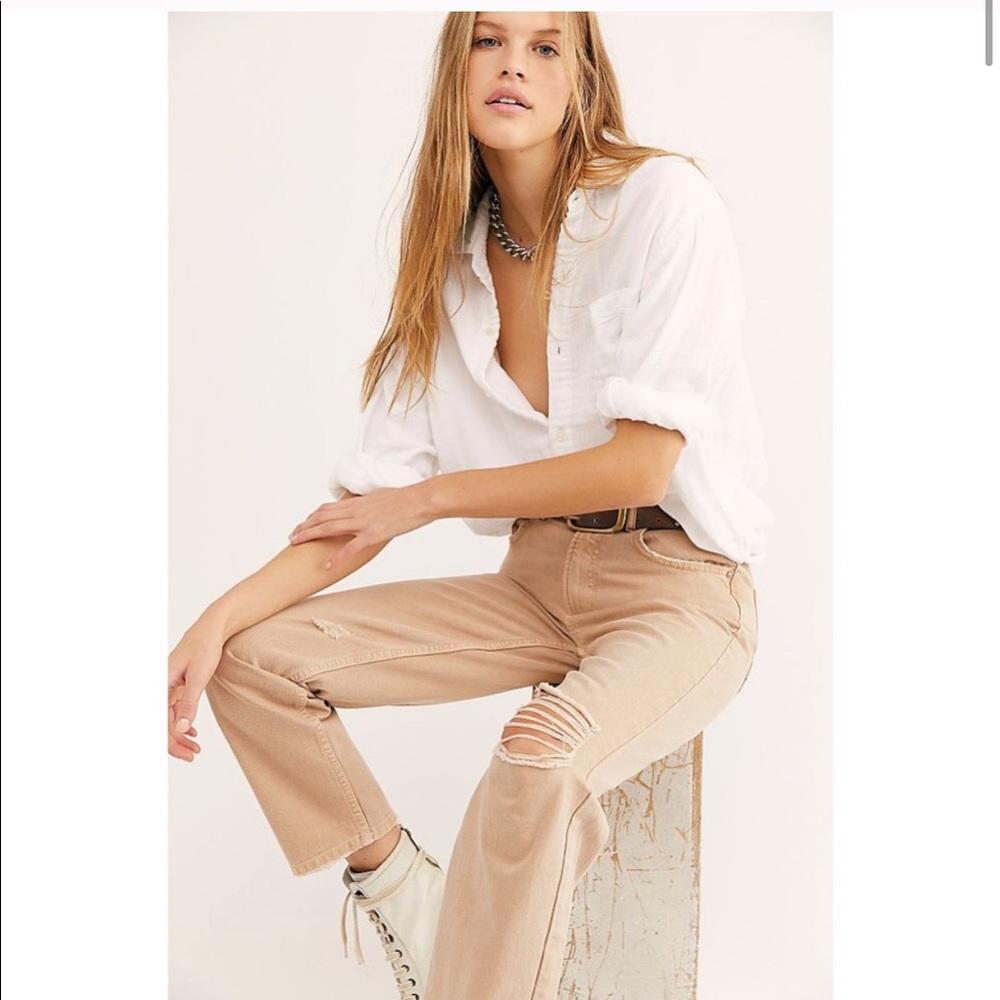 NWOT Free People Dakota Straight Leg Jean in Cafe - Picture 3 of 9